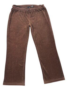 BCBGMAXAZRIA Chocolate Brown Velour Wide Leg Track Pants